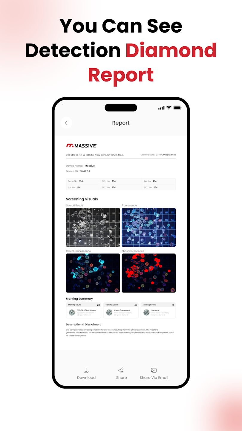 Screening reports screen in the My Massive mobile app